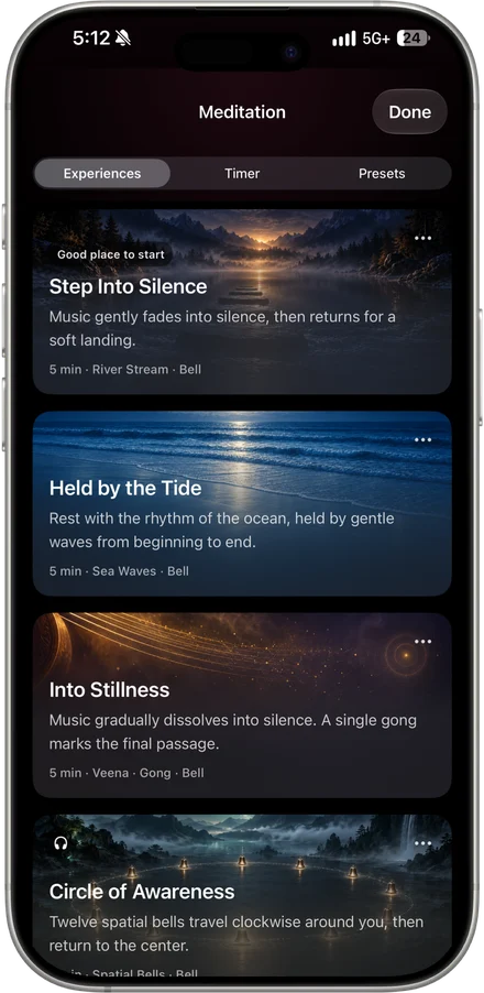 The Experiences library on iPhone
